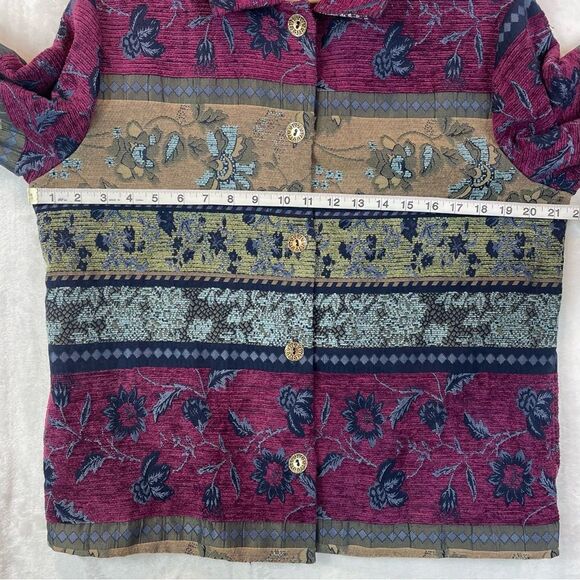 Vintage Koret Jacket 90s Jacquard Tapestry Floral Stripe Women’s 10 Medium - Picture 12 of 15